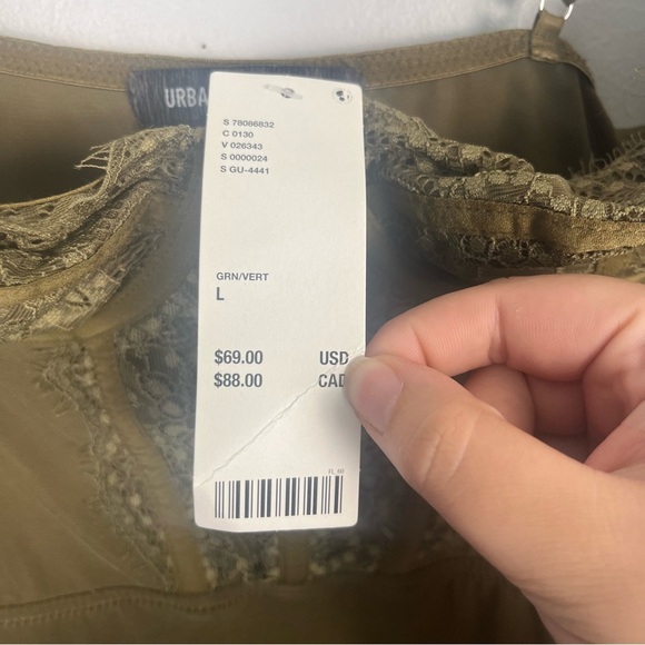 NEW Urban Outfitters Bustier Mini Slip Dress Lingerie Lace Large Green - Picture 4 of 7